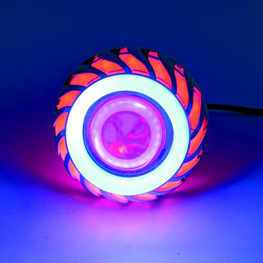 Motorcycle 30W DC 12V-85V LED Headlight Lens Built-in Whirlwind Double Aperture Angle Eyes + Devil Eye, Red Light (Whirlwind), Pink Light (Whirlwind), Blue Light (Whirlwind)
