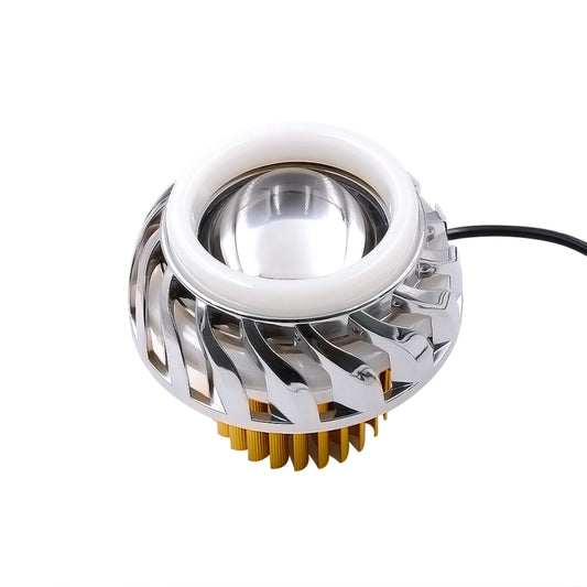 Motorcycle 30W DC 12V-85V LED Headlight Lens Built-in Whirlwind Double Aperture Angle Eyes + Devil Eye, Red Light (Whirlwind), Pink Light (Whirlwind), Blue Light (Whirlwind)