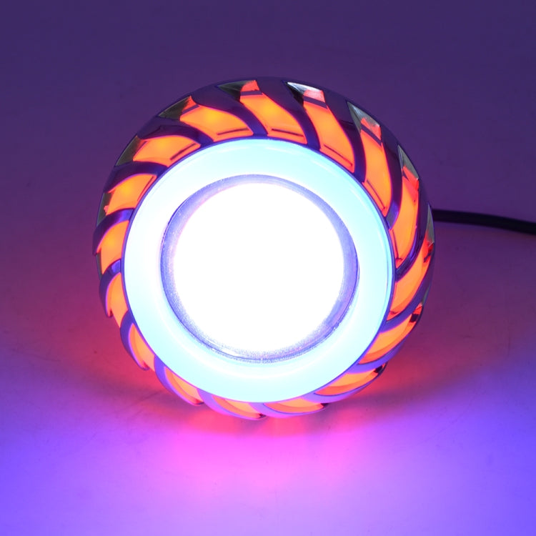 Motorcycle 30W DC 12V-85V LED Headlight Lens Built-in Whirlwind Double Aperture Angle Eyes + Devil Eye, Red Light (Whirlwind), Pink Light (Whirlwind), Blue Light (Whirlwind)