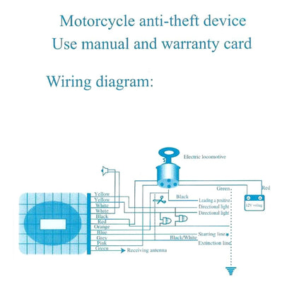 Motorcycle Smart Unidirectional Security Alarm System with Remote Control / Key, Unfoldable Key