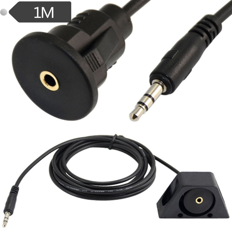 1m Car Truck Dashboard Flush Mount 3.5mm 1/8 AUX Audio Jack Extension Cable Kit, For Cable Length: 1m With Holder