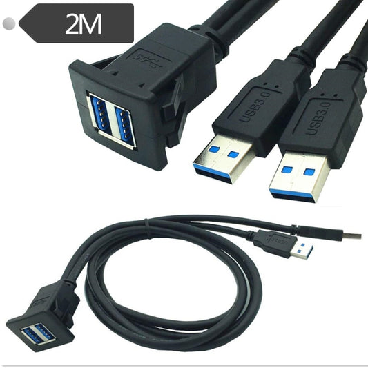 2m ABS Shell Flush Mount USB 3.0 Dock Car Ship Motorcycle Dashboard Panel Male to Female Data Waterproof Extension Cord, For Cable Length: 2m