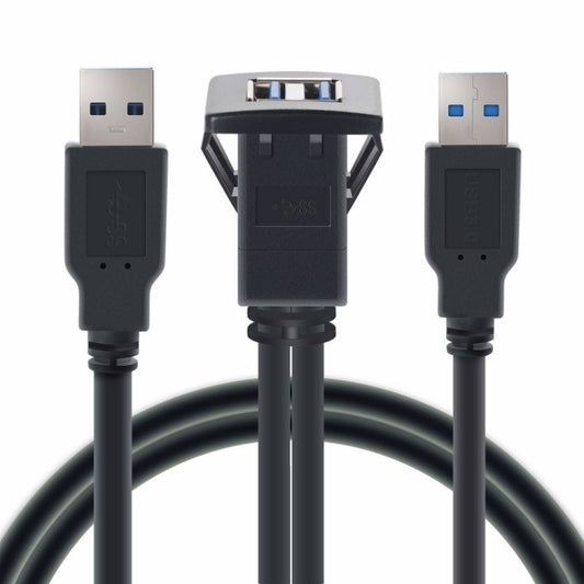 2m ABS Shell Flush Mount USB 3.0 Dock Car Ship Motorcycle Dashboard Panel Male to Female Data Waterproof Extension Cord, For Cable Length: 2m