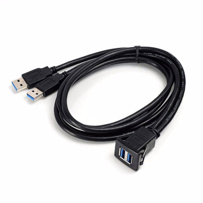 2m ABS Shell Flush Mount USB 3.0 Dock Car Ship Motorcycle Dashboard Panel Male to Female Data Waterproof Extension Cord, For Cable Length: 2m