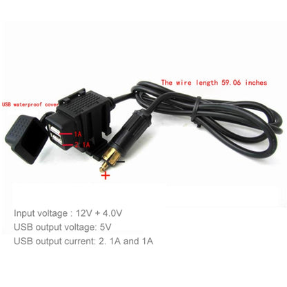 12-24V 2.1A Motorcycle Dual USB Mobile Phone Car Charger, EU Plug, Dual USB