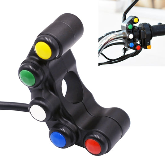 Motorcycle Headlight Auxiliary Light Horn Switches Aluminum Alloy Five-position Faucet Switches with Light, Aluminum Alloy Five-position