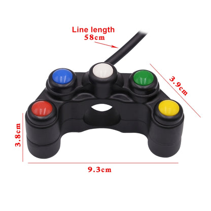 Motorcycle Headlight Auxiliary Light Horn Switches Aluminum Alloy Five-position Faucet Switches with Light, Aluminum Alloy Five-position
