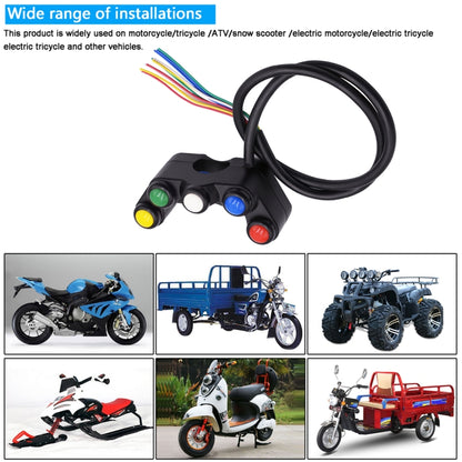 Motorcycle Headlight Auxiliary Light Horn Switches Aluminum Alloy Five-position Faucet Switches with Light, Aluminum Alloy Five-position