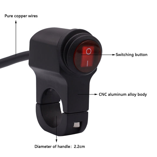 Motorcycle Headlight Auxiliary Light Waterproof Aluminum Alloy Single Flash Switches with Indicator Light, Single Flash