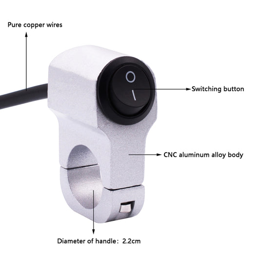 Motorcycle Headlight Auxiliary Light Aluminum Alloy Switches with Lock, Headlight Auxiliary Switches