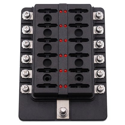 1 in 12 Out Fuse Box Screw Terminal Section Fuse Holder Kits with LED Warning Indicator for Auto Car Truck Boat, 1 in 12 Out (Screw Terminal Section)