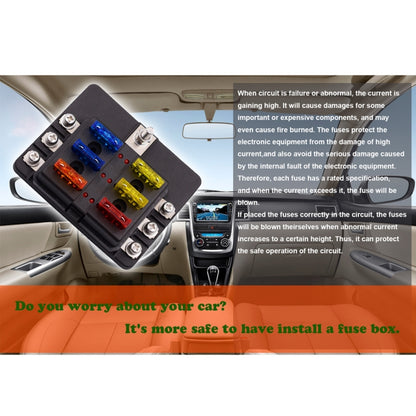 1 in 6 Out 6 Way Circuit Fuse Box Screw Terminal Section Fuse Holder Kits with LED Warning Indicator for Auto Car Truck Boat, 1 in 6 Out (Screw Terminal Section)