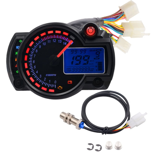 Motorcycle Modified Instrument Panel 12V LCD Display Adjustable Mile Oil Meter Water Temperature Meter Mileage 2-4 Cylinder, CS-342
