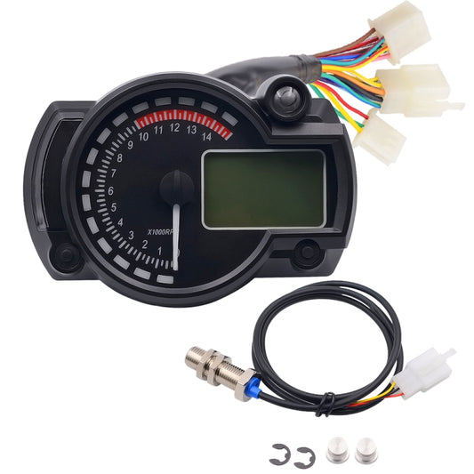 Motorcycle Modified Instrument Panel 12V LCD Display Adjustable Mile Oil Meter Water Temperature Meter Mileage 2-4 Cylinder, CS-342