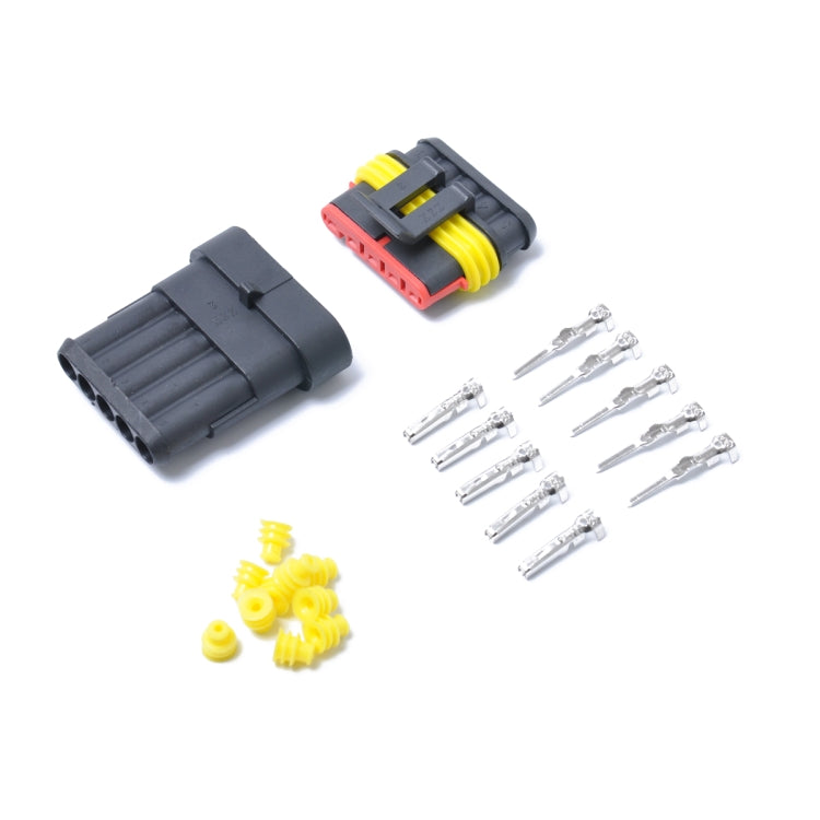 10 Sets 5 Pin Way Sealed Waterproof Electrical Wire Connector Plug Terminal Car Auto Set, A0314