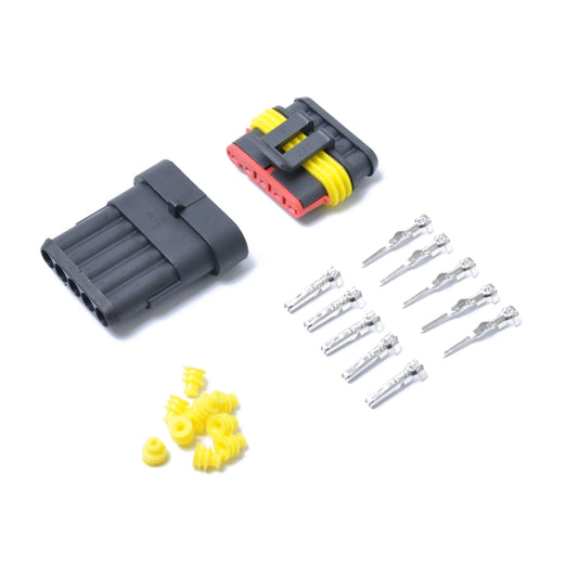 10 Sets 5 Pin Way Sealed Waterproof Electrical Wire Connector Plug Terminal Car Auto Set, A0314