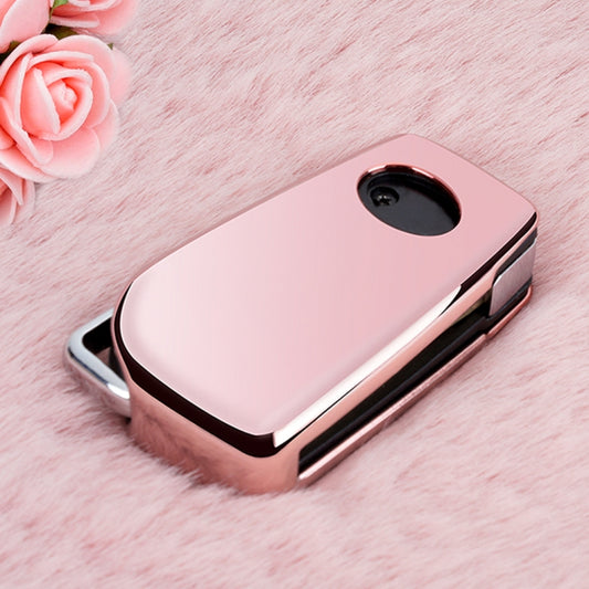 TPU One-piece Electroplating Opening Full Coverage Car Key Case with Key Ring for TOYOTA YARIS L / COROLLA / YARIS L / CAMRY / VIOS / HIGHLANDER, Pink, Blue, Red, Silver