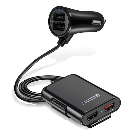 شاحن سيارة HMQ-C801، 1.8 متر، 8 أمبير، بحد أقصى 4 منافذ USB، مع موزع USB ممتد لشحن المقاعد الأمامية والخلفية، HMQ-C801