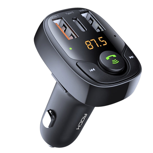 جهاز إرسال FM وشاحن سيارة ROCK B301 ثنائي USB + PD Bluetooth 5.0، يدعم بطاقة TF / قرص U، B301