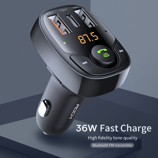 جهاز إرسال FM وشاحن سيارة ROCK B301 ثنائي USB + PD Bluetooth 5.0، يدعم بطاقة TF / قرص U، B301