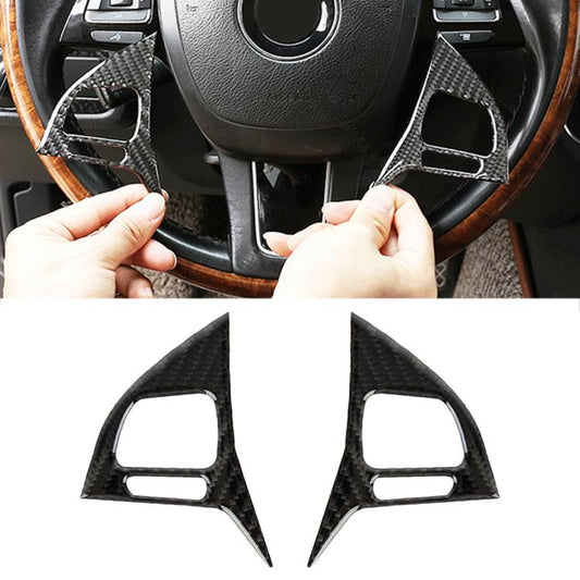 2 PCS Car Carbon Fiber Steering Wheel Button Decorative Sticker for Volkswagen Touareg, Steering Wheel Button