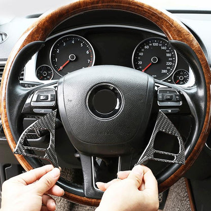 2 PCS Car Carbon Fiber Steering Wheel Button Decorative Sticker for Volkswagen Touareg, Steering Wheel Button