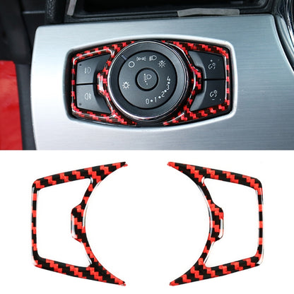 2 in 1 Car Carbon Fiber Headlight Switch Button Frame Decorative Sticker for Ford Mustang 2015-2020, Headlight Switch Button