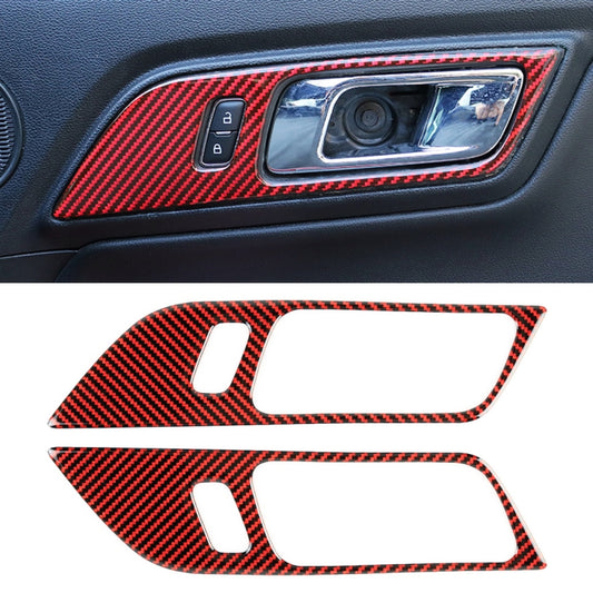2 in 1 Car Carbon Fiber Inner Door Handle Decorative Sticker for Ford Mustang 2015-2020, Inner Door Handle