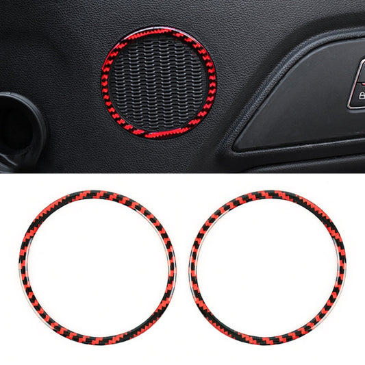 2 in 1 Car Carbon Fiber Door Horn Ring Small Size Decorative Sticker for Ford Mustang 2015-2020, Diameter: 8.3cm, Door Horn Ring (8.3cm)