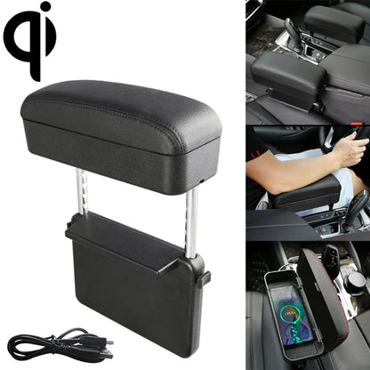 Universal Car Wireless Qi Standard Charger PU Leather Wrapped Armrest Box Cushion Car Armrest Box Mat with Storage Box, 1pc(Black), 1pc(Black Red), 1pc(Black White), 1pc(Grey), 1pc(Beige), 1pc(Brown)