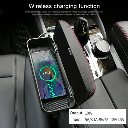 Universal Car Wireless Qi Standard Charger PU Leather Wrapped Armrest Box Cushion Car Armrest Box Mat with Storage Box, 1pc(Black), 1pc(Black Red), 1pc(Black White), 1pc(Grey), 1pc(Beige), 1pc(Brown)