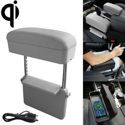Universal Car Wireless Qi Standard Charger PU Leather Wrapped Armrest Box Cushion Car Armrest Box Mat with Storage Box, 1pc(Black), 1pc(Black Red), 1pc(Black White), 1pc(Grey), 1pc(Beige), 1pc(Brown)