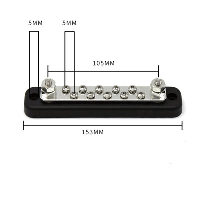 10 Way Power Distribution Bus Bar 10-bit Single Distribution Box for Car / RV / Boat, 10-bit