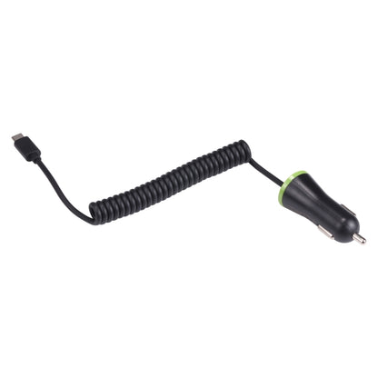 شاحن سيارة صغير USB بقوة 17 وات و3.4 أمبير مع كابل زنبركي USB-C / Type-C، USB-C / Type-C