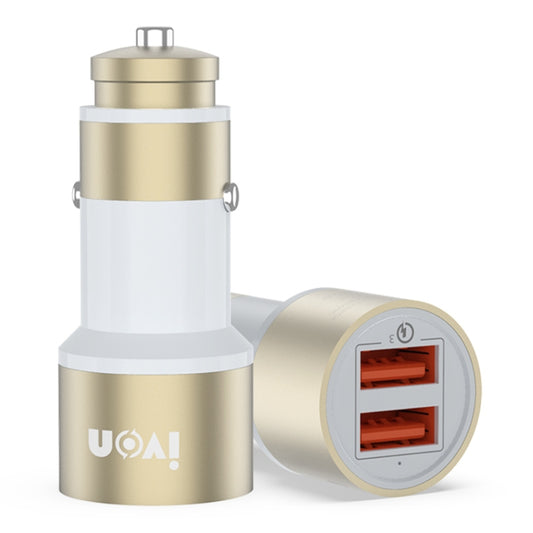 شاحن سيارة معدني كامل من IVON CC33، 36 واط، 6 أمبير، ثنائي الشحن، USB، QC 3.0، CC33