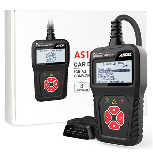 جهاز كشف أعطال السيارات Ancel AS100 OBDII، ضوء عطل المحرك شفاف، AS100