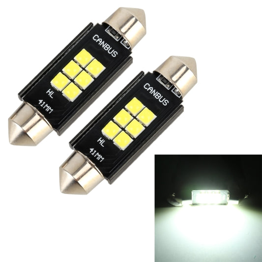 قطعتان 41 مم DC12V / 2.5 واط / 6000 كلفن / 170 لومن 6 مصابيح LED SMD-3030 مصباح قراءة للسيارة، 41 مم