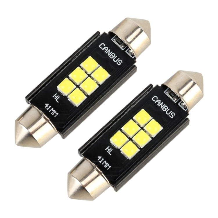 قطعتان 41 مم DC12V / 2.5 واط / 6000 كلفن / 170 لومن 6 مصابيح LED SMD-3030 مصباح قراءة للسيارة، 41 مم