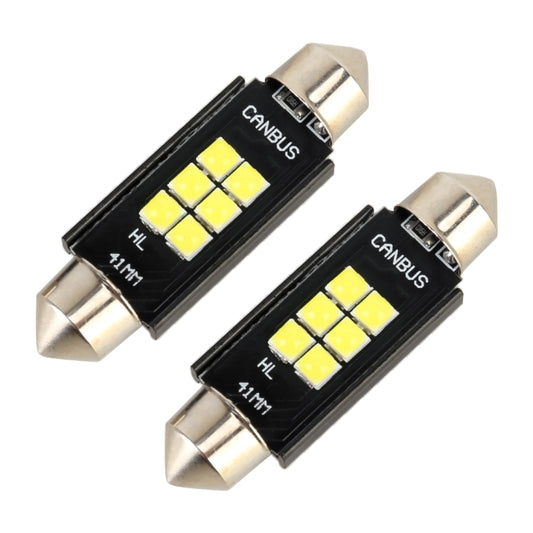 قطعتان 41 مم DC12V / 2.5 واط / 6000 كلفن / 170 لومن 6 مصابيح LED SMD-3030 مصباح قراءة للسيارة، 41 مم