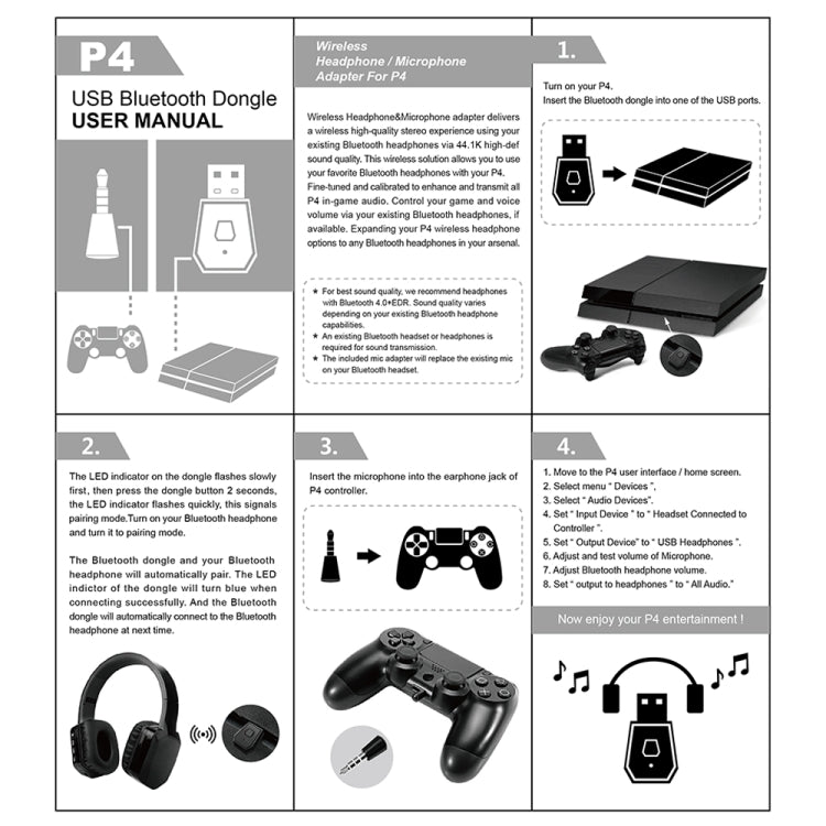 محول استقبال وجهاز إرسال بلوتوث USB 4.0 لجهاز Sony PlayStation PS4، لجهاز PS4