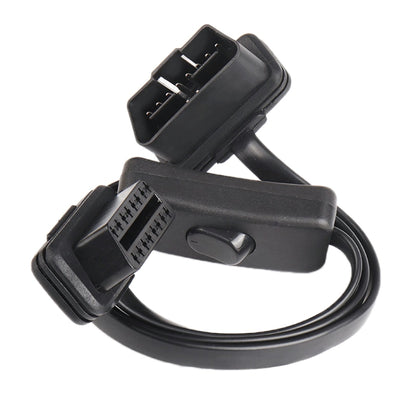 كابل تشخيص OBD رفيع للغاية للسيارة مزود بـ 16 سنًا، كابل OBD2 مزود بمفتاح، 16 سنًا
