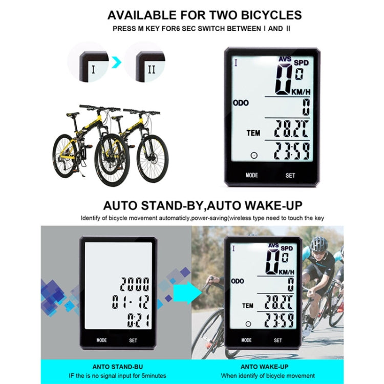 2.8 inch English Wireless Waterproof Cycle Computer LCD Odometer Speedometer with Extension Holder