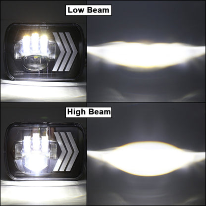 قطعتان من مصابيح LED مربعة الشكل بخلفية حمراء معدلة مقاس 5 × 7 بوصة لسيارة جيب رانجلر، لسيارة جيب رانجلر (5 × 7 بوصة)