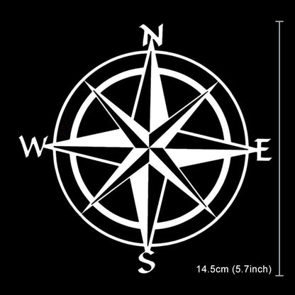 10 PCS Car Compass Pattern Random Decorative Sticker White, White