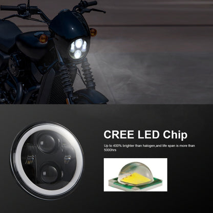 EagleVision DC9-30V 35W 6000K 4000LM 5.75 inch Round Motorcycle LED Headlight with Angel Eye for Harley-Davidson, 5.75 inch with Angel Eye