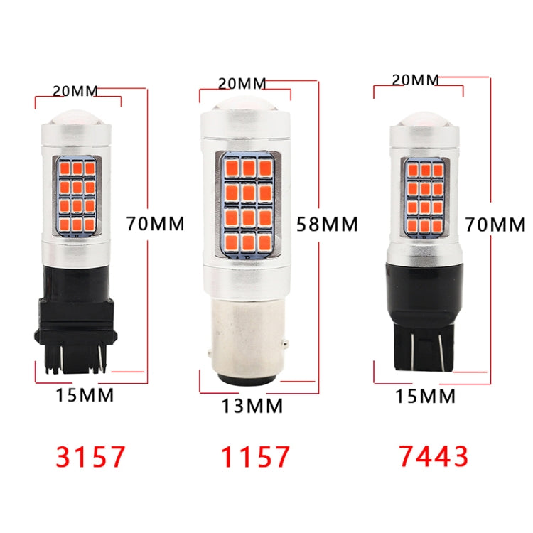 قطعتان من مصابيح فرامل السيارة الوامضة 7443 DC12V / 2.2W مع 42 مصباح LED SMD-2835، 7443 وامض