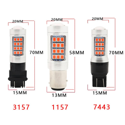 قطعتان من مصابيح فرامل السيارة الوامضة 7443 DC12V / 2.2W مع 42 مصباح LED SMD-2835، 7443 وامض