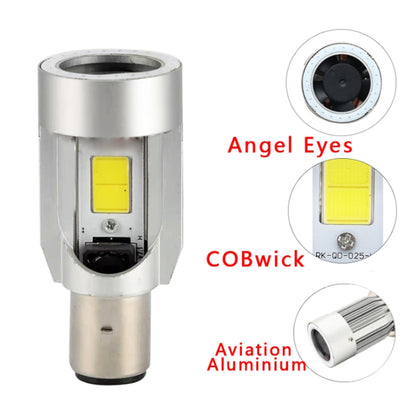 BA20D DC12-80V / 20W / 6000K / 2000LM Motorcycle Headlight with Angel Eyes, BA20D, BA20D (Blue), BA20D (Red)