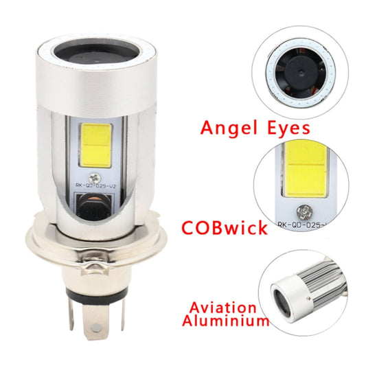H4 DC12-80V / 20W / 6000K / 2000LM Motorcycle Headlight with Angel Eyes, H4, H4 (Blue), H4 (Red)