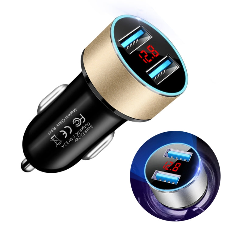 JMG-C016A 5V 3.1A Car Dual USB Charger with LED Display, JMG-C016A (Red), JMG-C016A (Silver), JMG-C016A (Black), JMG-C016A (Gold), JMG-C016A (Blue)